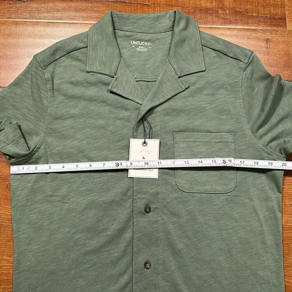 Untuckit Sapori Camp Collar Button Up Shirt Men M Green Cotton Peru Retro Resort